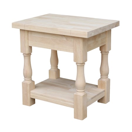International Concepts Rectangle Tuscan End Table, 24 W, 18 L, 24 in H, Wood, Unfinished OT-17E